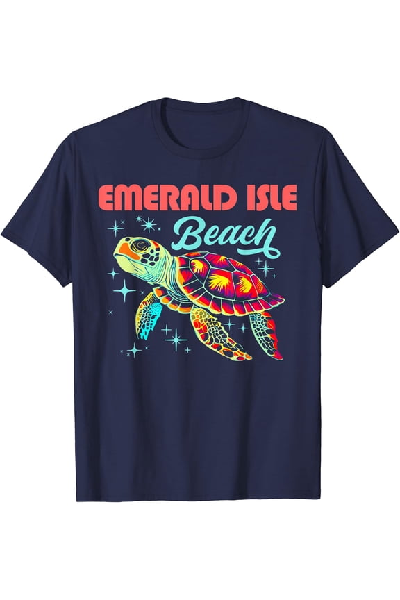 Emerald Isle Beach NC Artistic Sea Turtle Retro T-Shirt