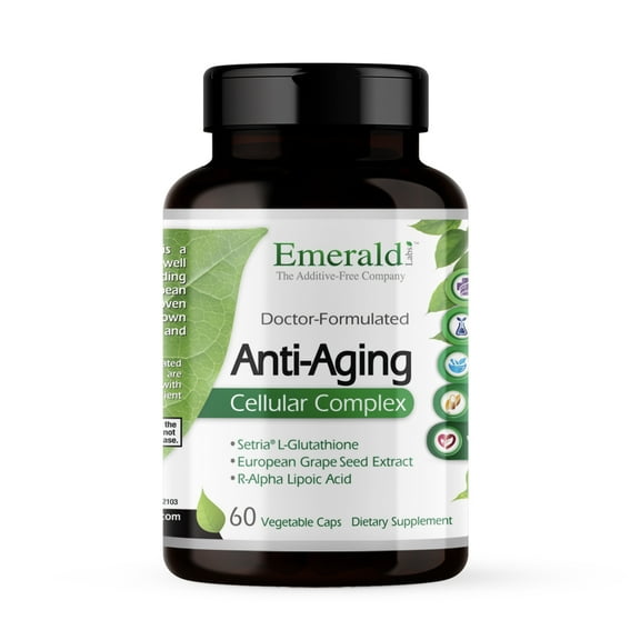 Emerald Labs Anti-Aging Complex with L-Glutathione, Resveratrol, CoQ10, R-Alpha Lipoic Acid, Meriva, Pomegranate and More - 60 Vegetable Capsules