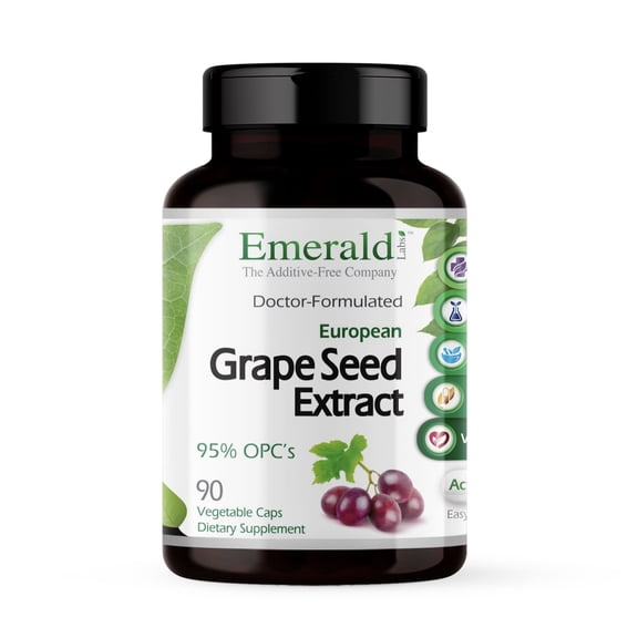 Emerald Labs Grape Seed Extract - Supports Blood Circulation, Anti-Aging - 100mg Premium Extract with Organic Rosehip Powder - 90 Vegtable Capsules