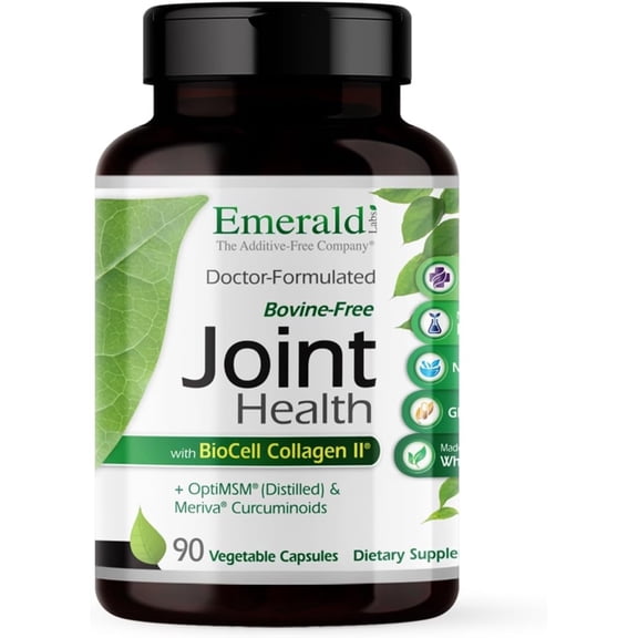 Emerald Labs Joint Health with BioCell Collagen II, Meriva Turmeric, and OptiMSM to Support Joint Relief, Healthy Cartilage, and Mobility - 90 Vegetable Capsules