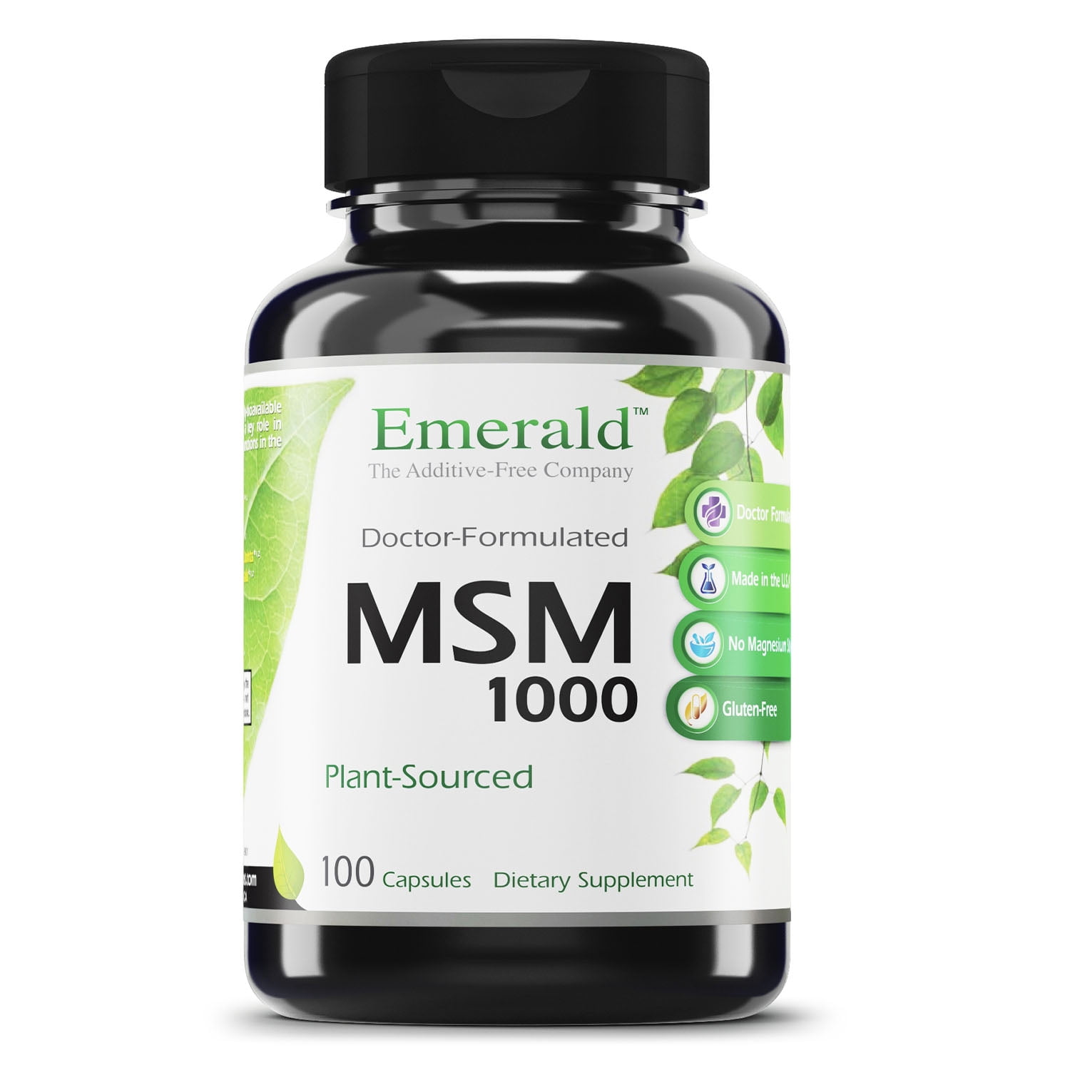 Emerald Labs MSM 1,000 mg - Joint Support for Aches, Anti-Inflammatory, Stress Relief Support, Digestive System Support, and Allergy Relief - 100 Capsules