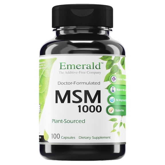 Emerald Labs MSM 1,000 mg - Joint Support for Aches, Anti-Inflammatory, Stress Relief Support, Digestive System Support, and Allergy Relief - 100 Capsules