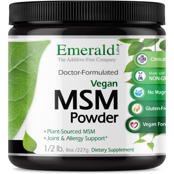 Emerald Labs MSM Powder 4,000 mg - Joint Support for Aches, Stress Relief Support, Digestive System Support, and Allergy Relief - 8 ounces