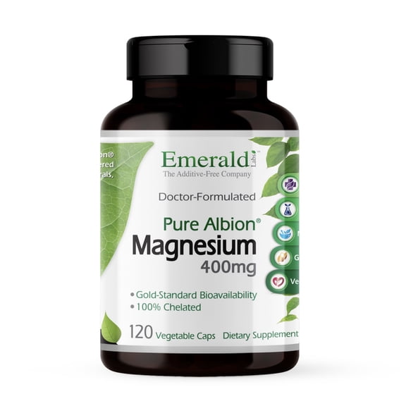 Emerald Labs Magnesium 400mg (Pure Albion) Gold Standard Bioavailability - 120 Vegetable Capsules