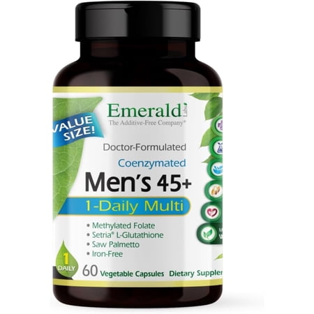 Emerald Labs Men's 45+ 1-Daily Multi - Multivitamin with CoQ10, Saw Palmetto and Lycopene to Support Heart Health, Energy Levels, Immune System, and Strong Bones - 60 Vegetable Capsules