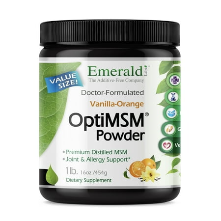 Emerald Labs OptiMSM Powder - Joint Support for Aches, Anti-Inflammatory, Stress Relief Support, Digestive System Support, and Allergy Relief - Vanilla Orange Flavor - 16 ounces