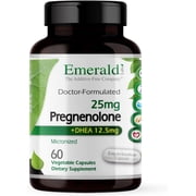 Emerald Labs Pregnenolone 50mg with 25mg DHEA - Female Hormone Support for Alleviation of Stress and Reduce Symptoms of PMS and Menopause, Support Energy Levels and Mood - 60 Capsules