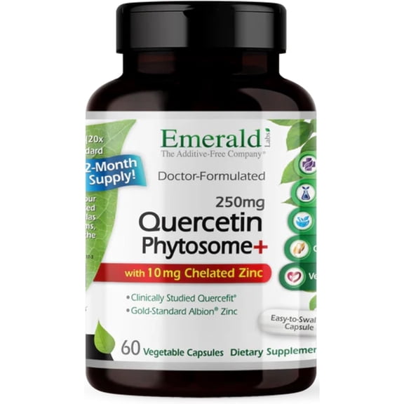Emerald Labs Quercetin Phytosome+ with Chelated Zinc, Supports Immune System - 60 Vegetable Capsules