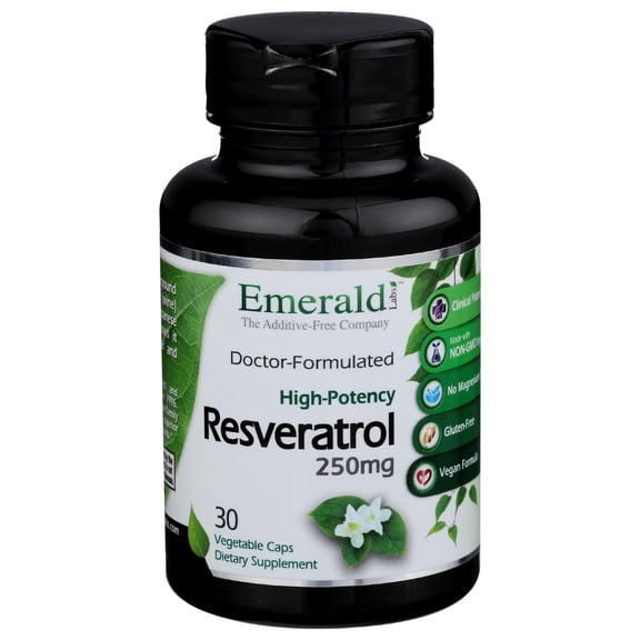 Emerald Labs Resveratrol - 250 mg High-Potency - Helps Support Heart Health and Good Circulation - 60 Vegetable Capsules
