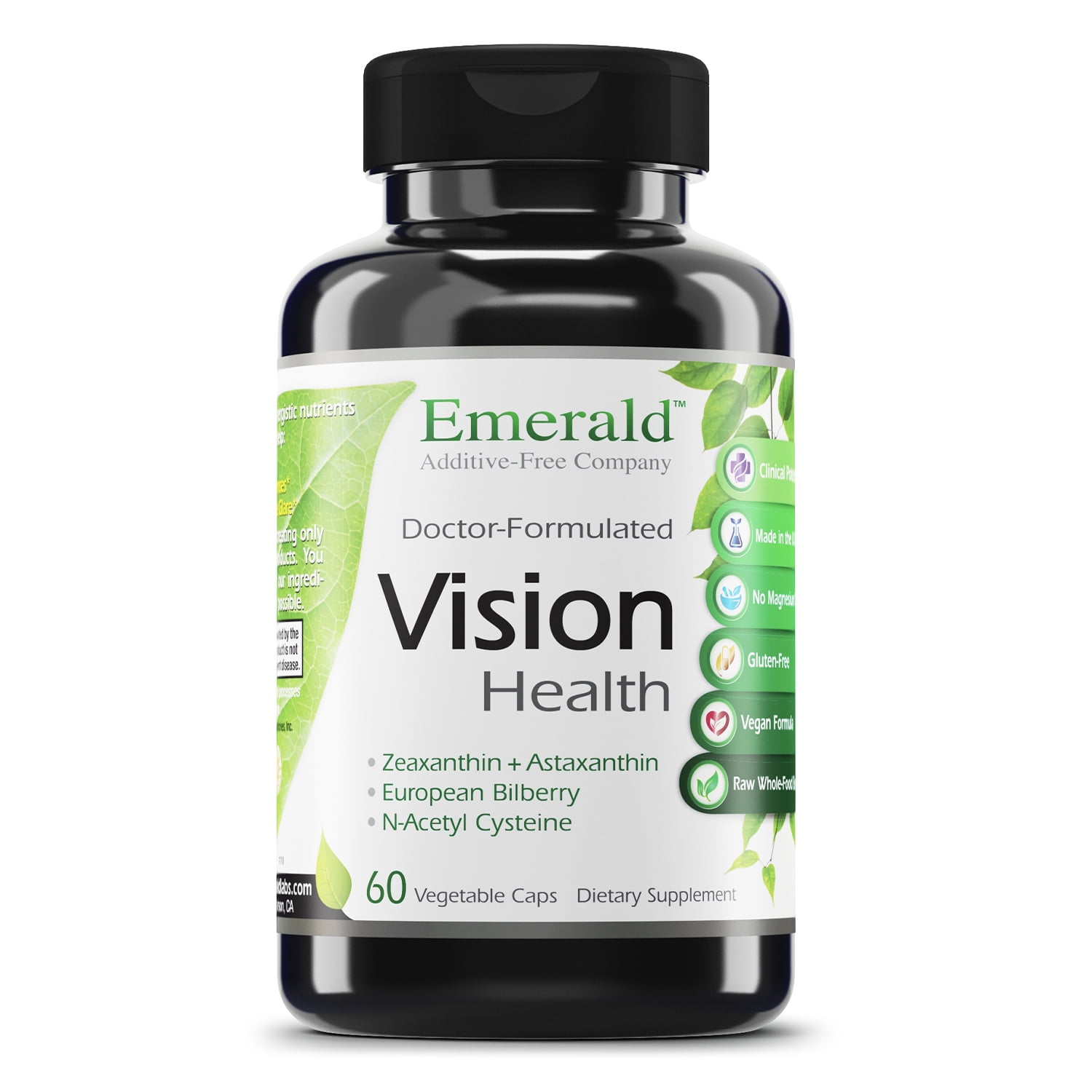 Emerald Labs Vision Health with Lutein and Zinc to Support Macular Health, Retina/Lens Strength, Eye Sensitivity - 60 Vegetable Capsules