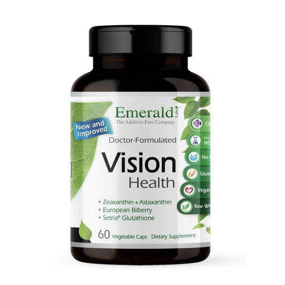 Emerald Labs Vision Health with Lutein and Zinc to Support Macular Health, Retina/Lens Strength, Eye Sensitivity - 60 Vegetable Capsules