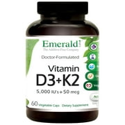 Emerald Labs Vitamin D3 and K2 5,000 IU's - Supports Healthy Heart, Bone, Teeth and Immune Health - 60 Vegetable Capsules