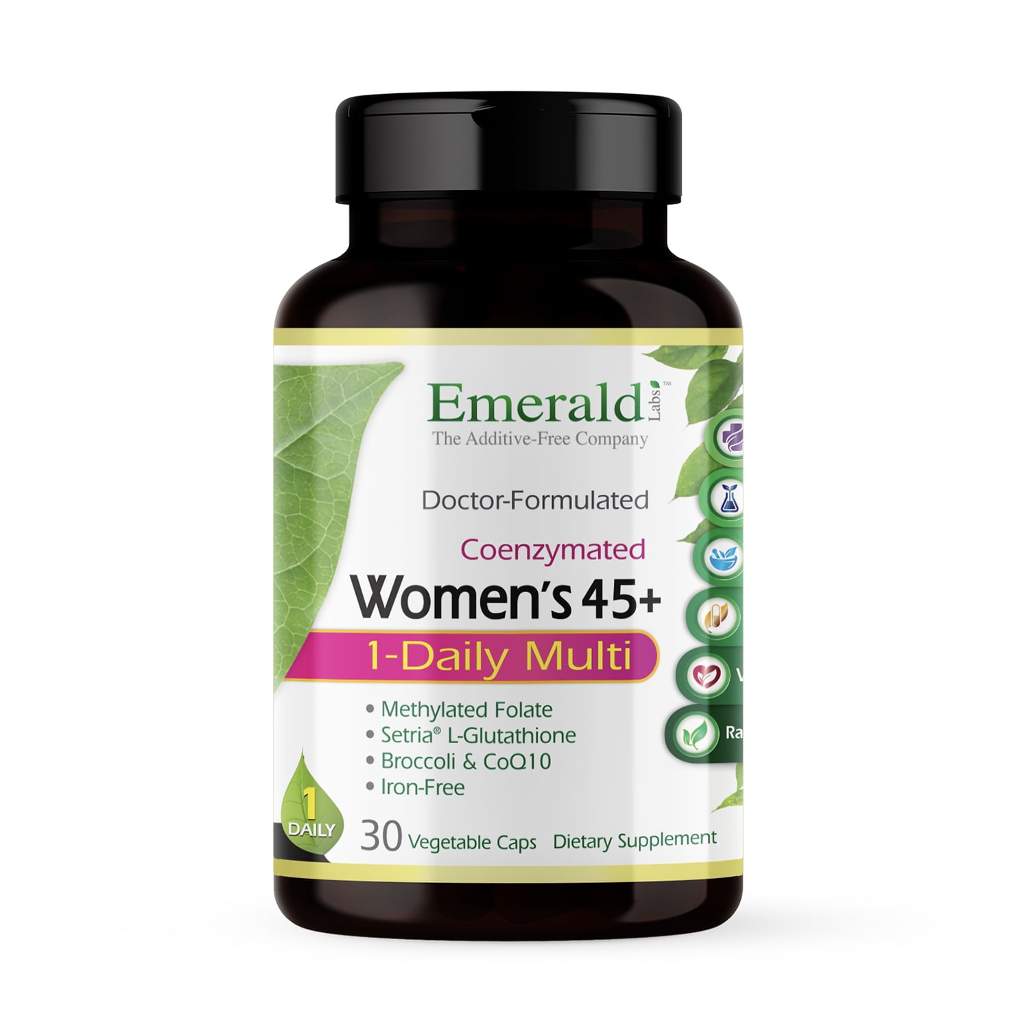 Emerald Labs Women's 45+ 1-Daily Multi - Multivitamin with CoQ10, B Vitamins, L-Glutathione to Support Healthy Heart, Strong Bones, Balanced Hormones - 30 Vegetable Capsules
