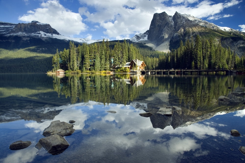 Emerald Lake And Emerald Lake Lodge Yoho National Park British Columbia Canada Canvas Art - Darwin Wiggett Design Pics (34 x 22)