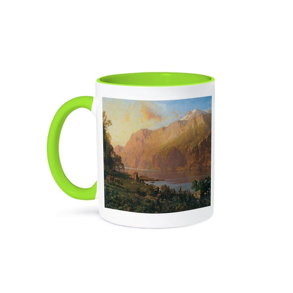 3dRose, Emerald Lake near Tahoe by Thomas Hill American West , 11oz Two-Tone Green Mug