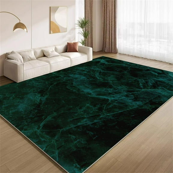 Emerald Marble Area Rugs, Dark Green Marble Design Carpet, Soft Washable Non Slip Low Pile Rug for Living Room Bedroom Entry Floor Mat 2x3ft