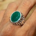 thumbnail image 1 of Emerald Men's Ring, Ottoman Unisex Ring, Handmade Men's Ring, Turkish Handmade Men's Ring, Men's Jewelry, Gift for Him, 925 Sterling Silver, 1 of 3