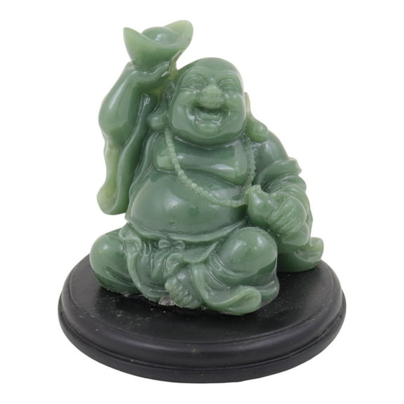 Emerald Money Buddha Statue - Right Hand Holding Ingot Up