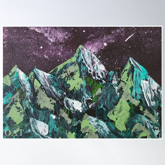 Emerald Mountains Poster Wall Art, Modern Wall Decor, 12x18 UNFRAMED