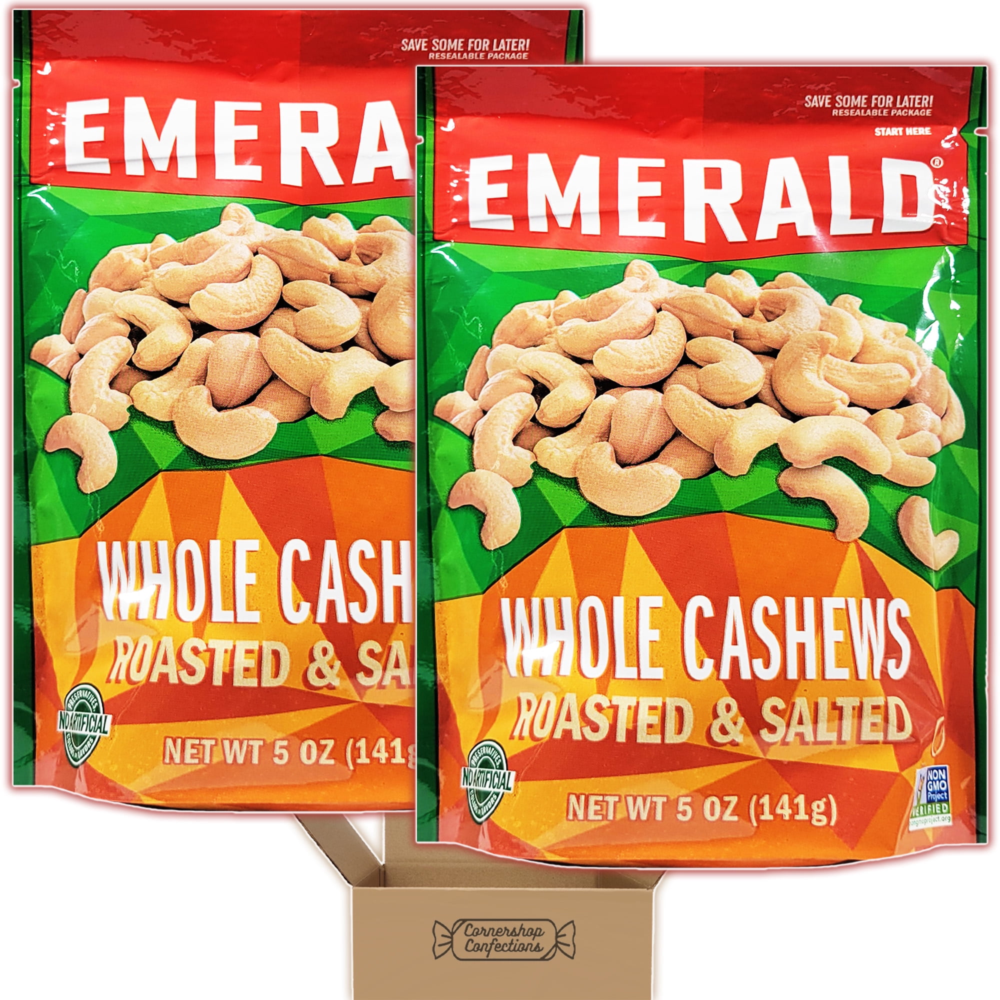 Emerald Nuts Bulk Pack - Whole Cashews Roasted & Salted - 2, 5 Ounce ...