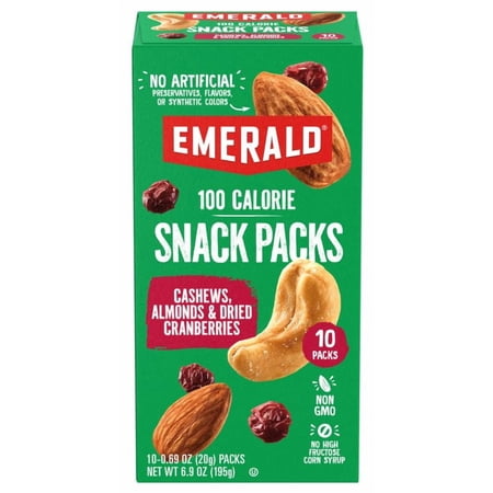 Emerald Nuts, Cashews & Almonds with Dried Cranberries, 100 Calorie Packs, 10 Ct, 6.9 oz