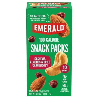 Emerald Nuts Cashews & Almonds with Dried Cranberries, 100 Calorie Packs, 10 Ct