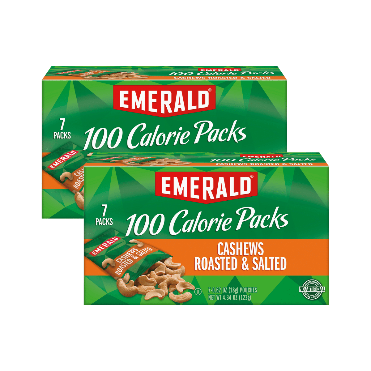 Emerald 100 Calorie Packs Roasted & Salted Cashews, 0.62 Oz., 7