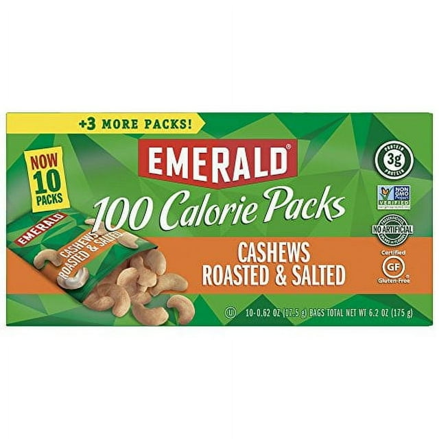 Emerald Nuts, Cashews Roasted and Salted, 100 Calorie Packs, 10 Count