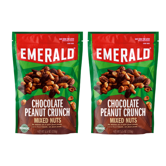 Emerald Nuts, Chocolate Peanut Crunch Mixed Nuts, 5.5 oz (Pack of 2)