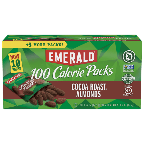 Emerald Nuts, Cocoa Roast Almonds, 100 Calorie Packs, 0.62 Oz, 10 Ct