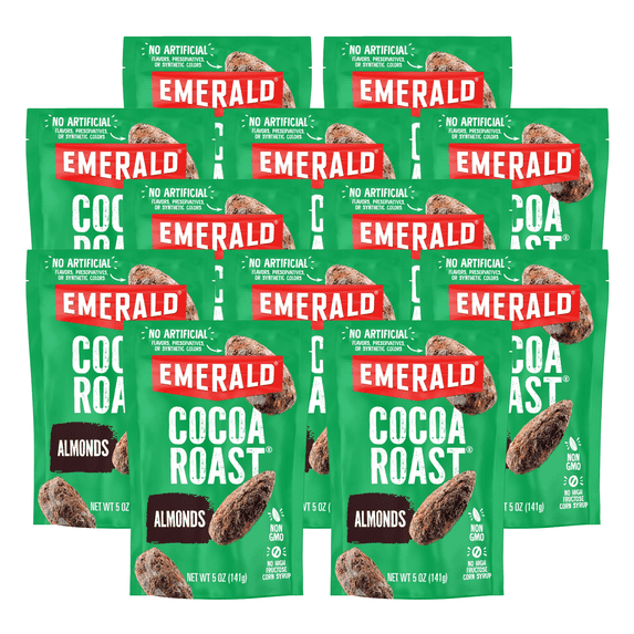 Emerald Nuts, Cocoa Roast Almonds, 5 oz Resealable Bag (Pack of 12)