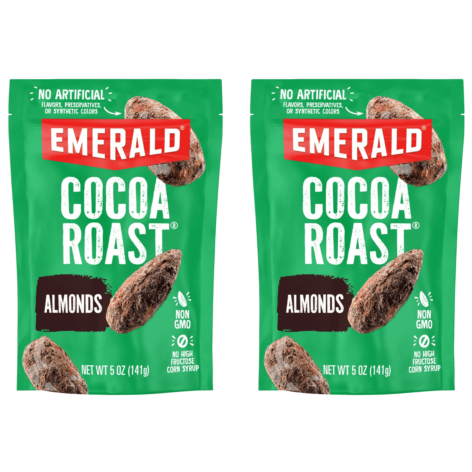Emerald Nuts, Cocoa Roast Almonds, 5 oz Resealable Bag (Pack of 2 ...