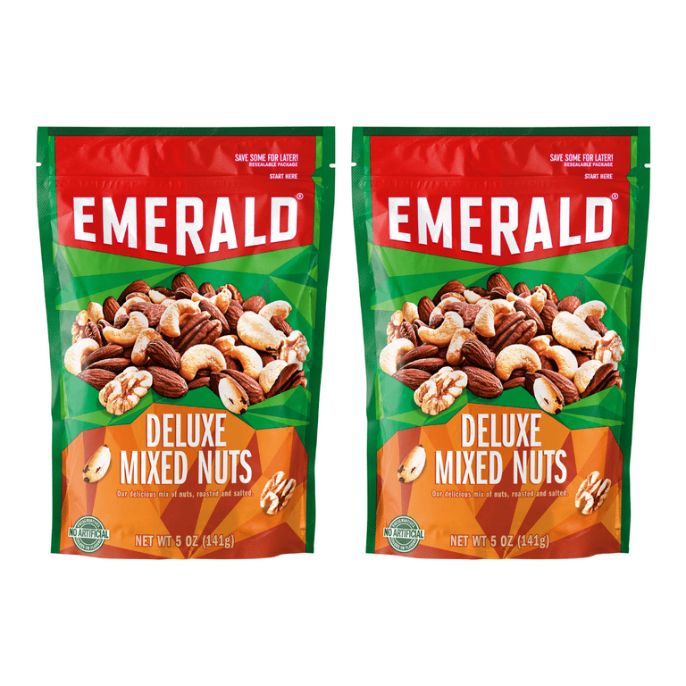 Emerald Nuts, Deluxe Mixed Nuts, 5 oz, Resealable Bag (Pack of 2