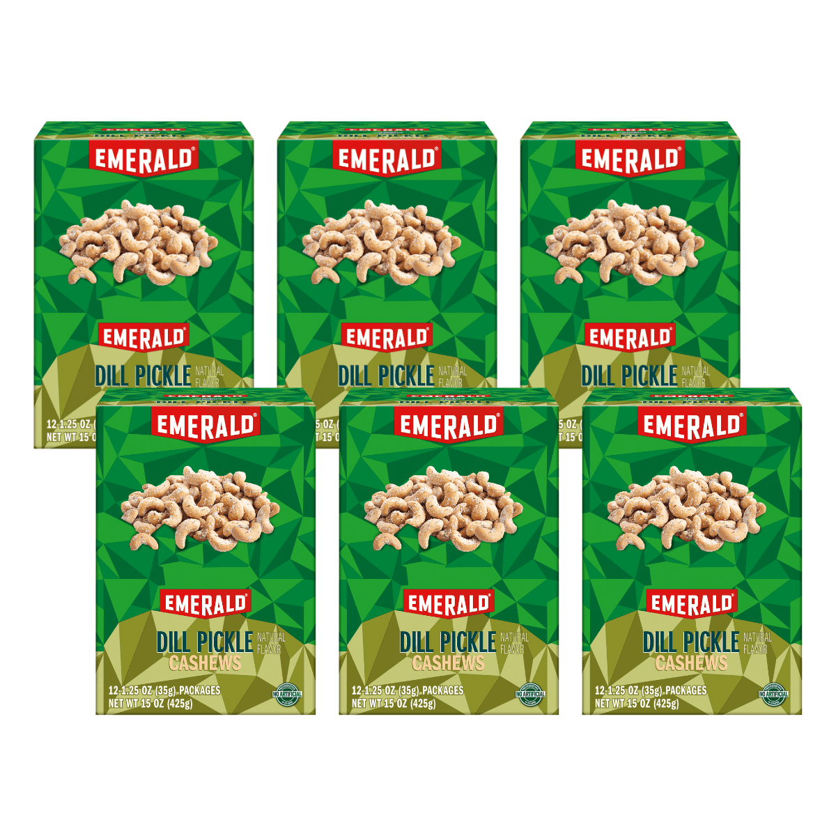 Emerald Nuts, Dill Pickle Seasoned Cashews, 12 ct, 15 oz Box (Pack of 6 ...