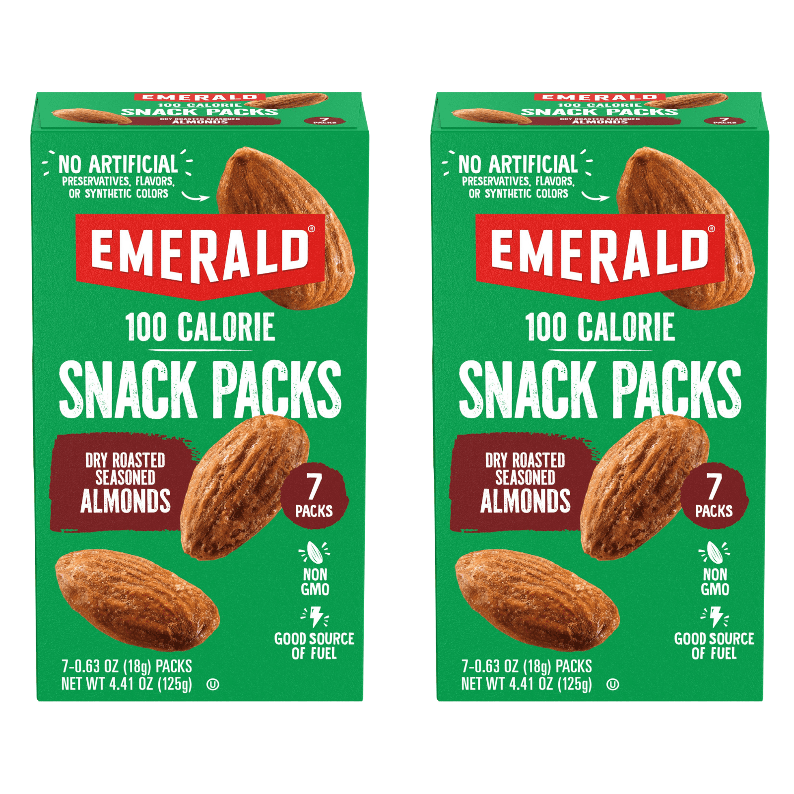 Emerald Nuts Dry Roasted Almonds, 100-Calorie Packs, 7 Count (Pack of 2)