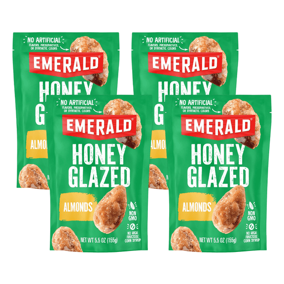 Emerald Nuts Honey Glazed Almonds, 5 oz. (Pack of 4)