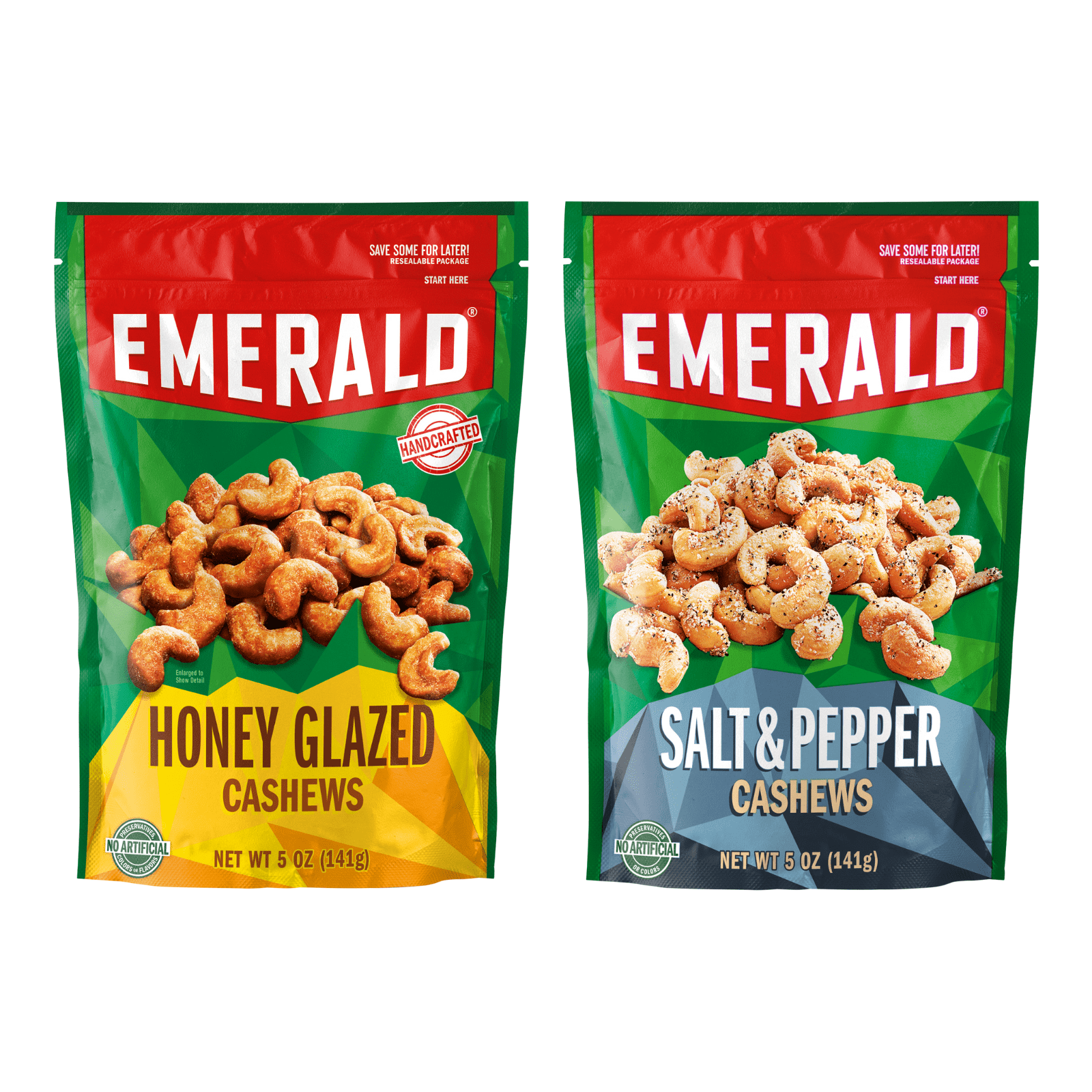 Emerald Nuts Honey Glazed & Salt and Pepper Seasoned Cashews, 5.5 oz ...