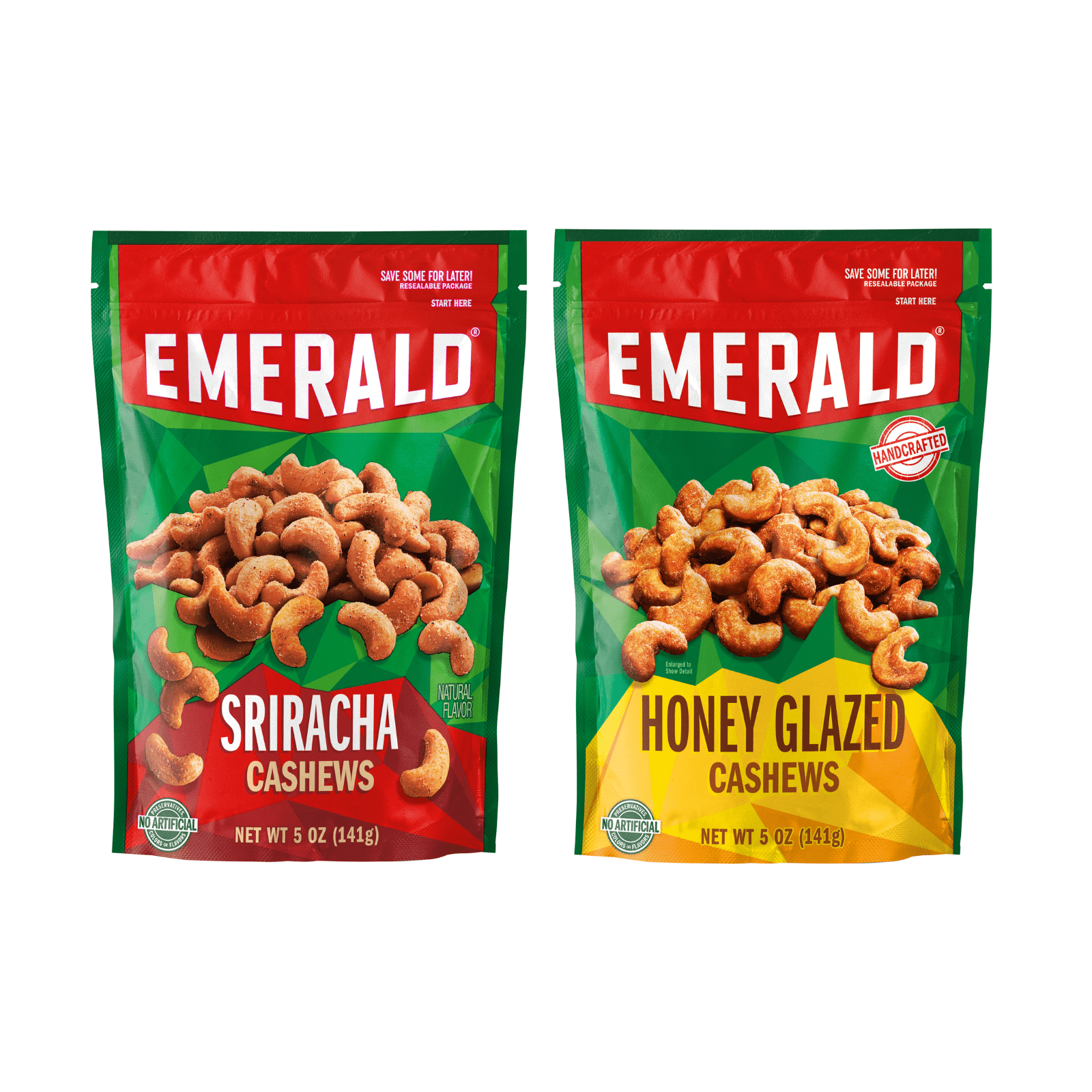 BRIESTA NUTS OUTDOOR 【emerald】 Emerald Nuts Honey Glazed & Jalapeno Flavored Cashews, 5.5 oz