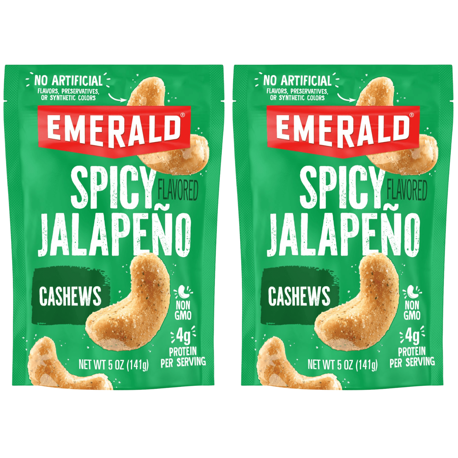 BRIESTA NUTS OUTDOOR 【emerald】 Emerald Nuts Jalapeno Cashews, 5 oz, Resealable Bag (Pack of 2
