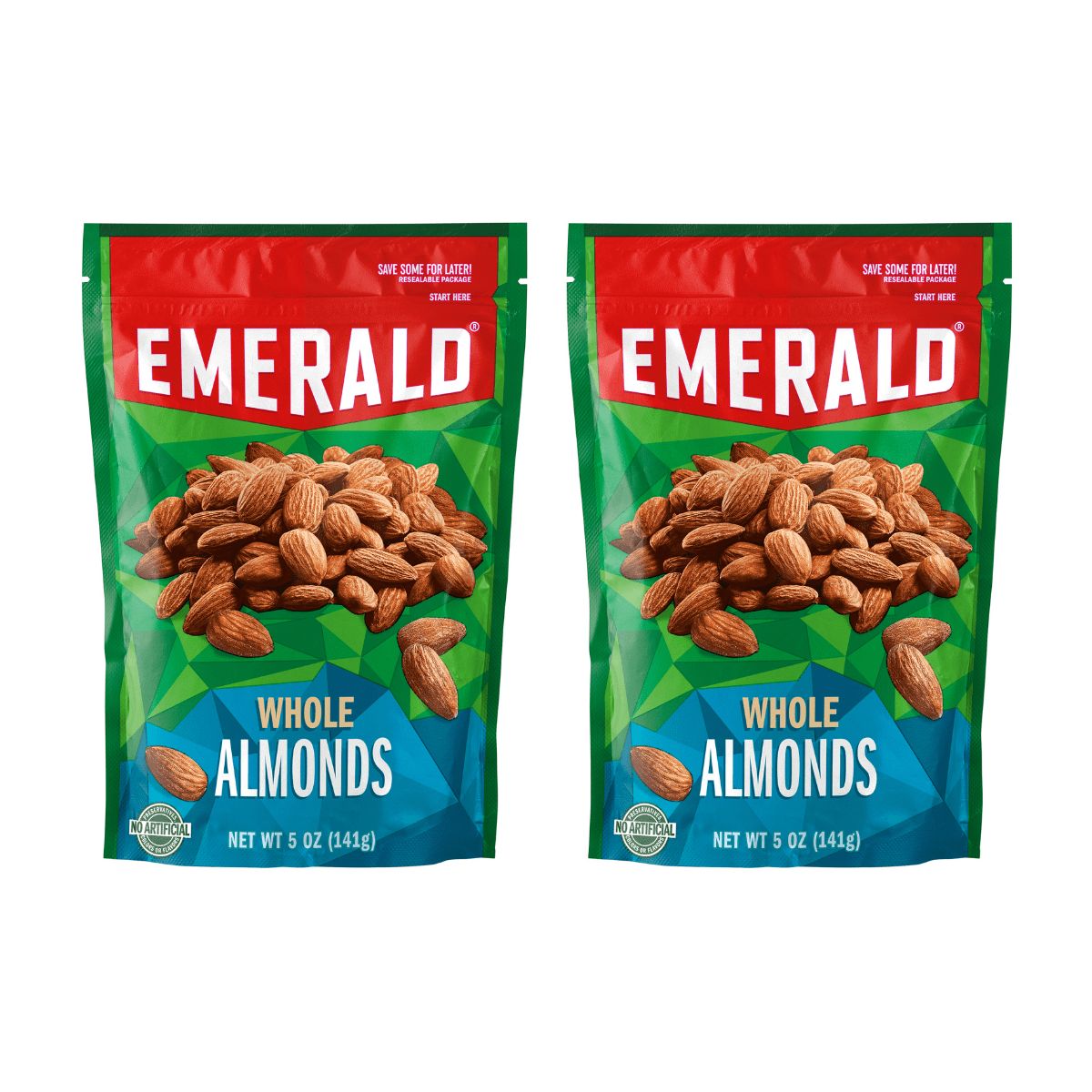 Emerald Nuts, Natural Almonds, 5 oz, Resealable Bag (Pack of 2 ...