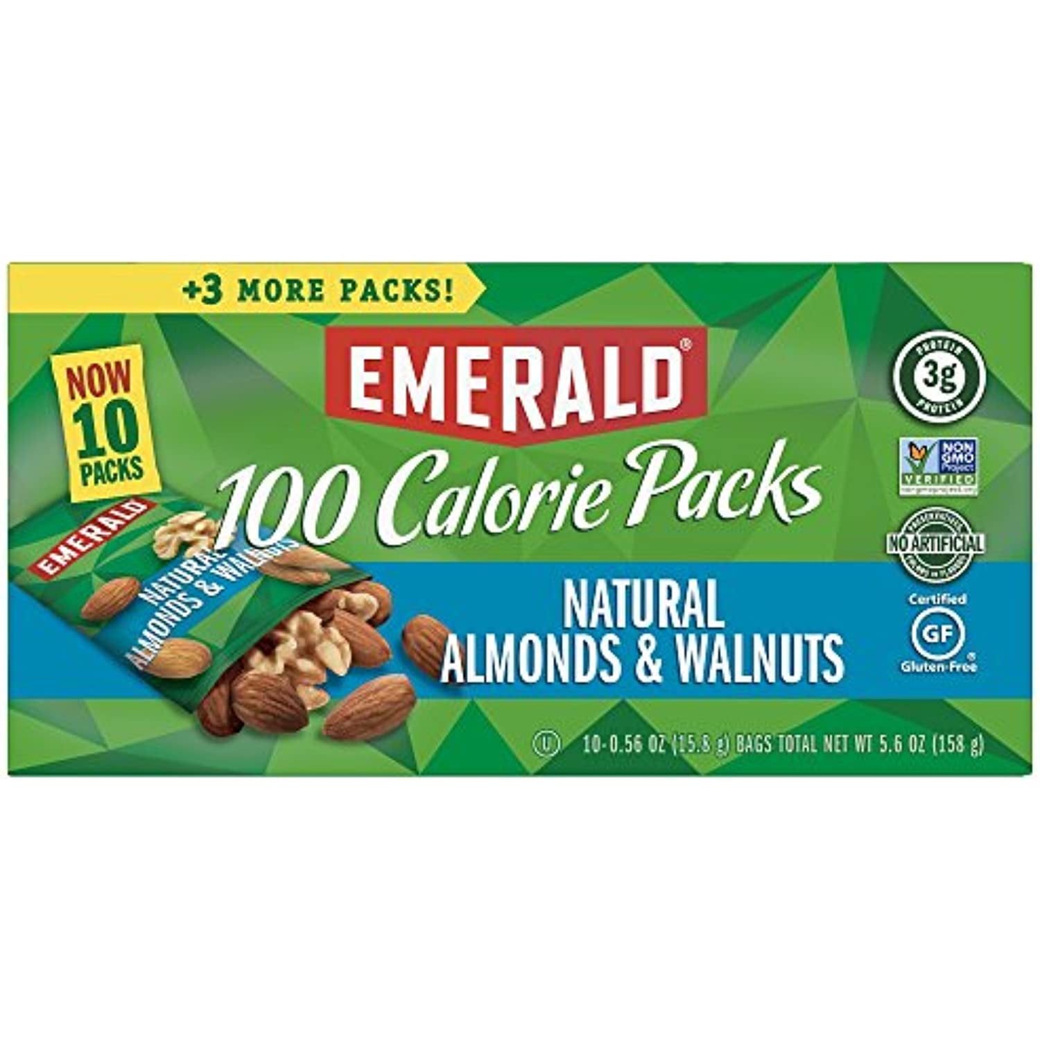 Emerald Nuts, Natural Walnuts &amp; Almonds, 100 Calorie Packs, 10 Count, 5 ...