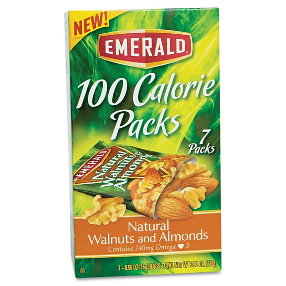 Emerald Nuts, Natural Walnuts & Almonds, 100 Calorie Packs, 7 Ct, 3.92 oz