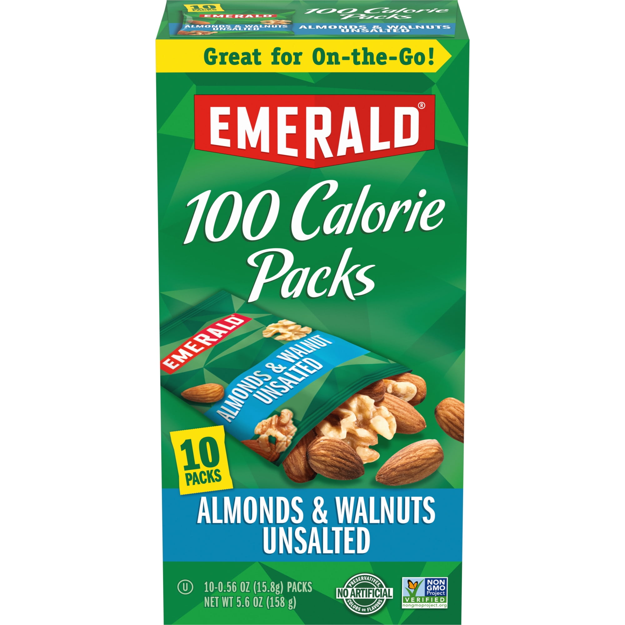 Emerald Nuts Natural Walnuts and Almonds, 100 Calorie Packs, 10 Ct