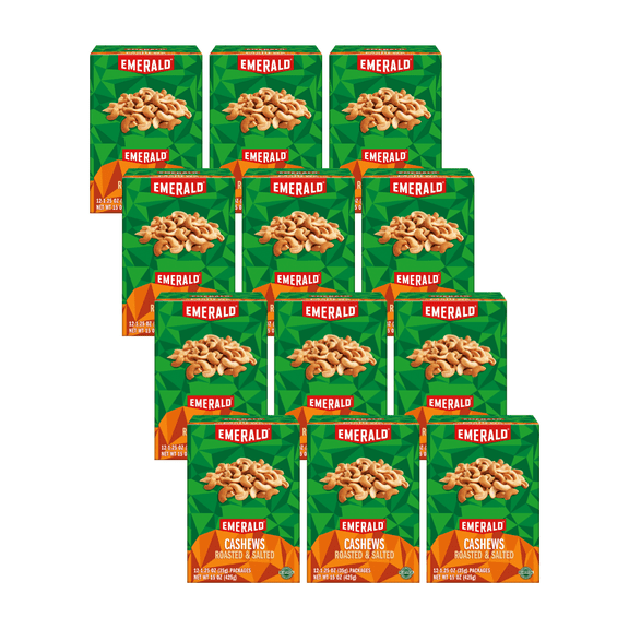 Emerald Nuts Roasted and Salted Cashews, 12 ct, 15 oz Box (Pack of 12)