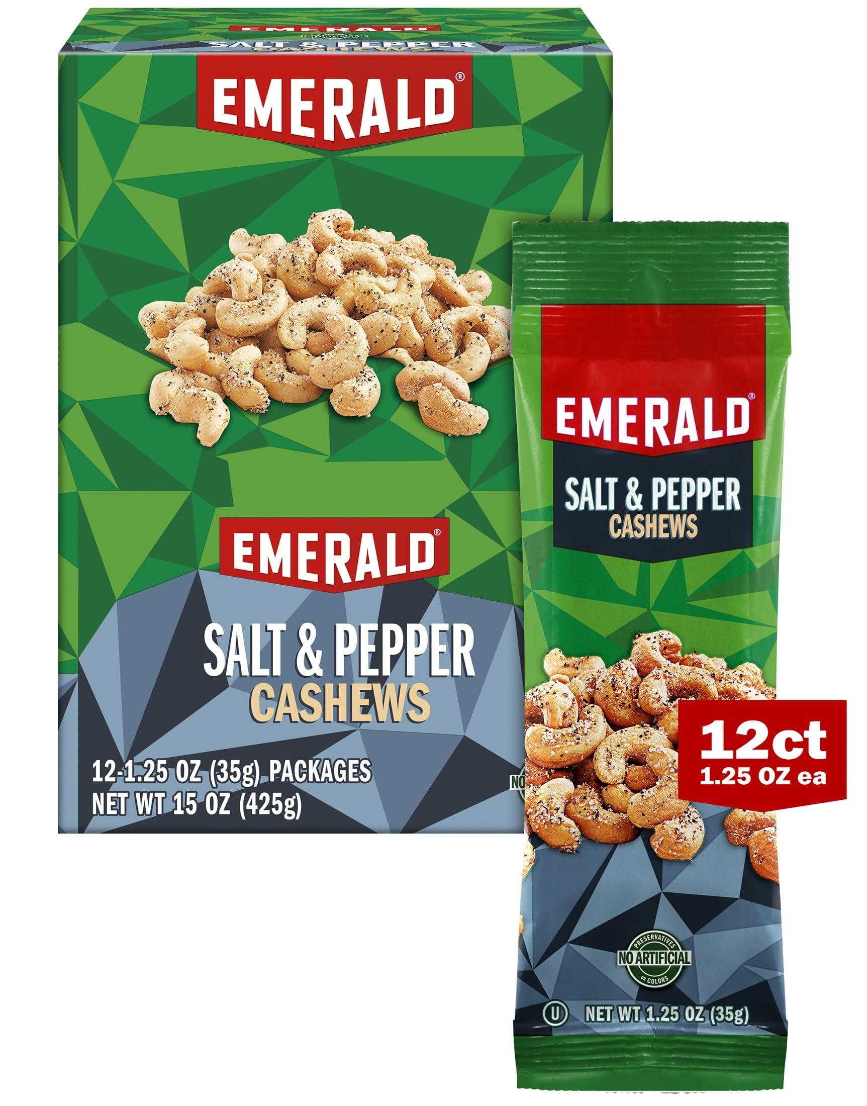 Emerald Nuts Salt and OLF24 Pepper Seasoned Cashews 12 Ct (1-Pack) | 1. ...