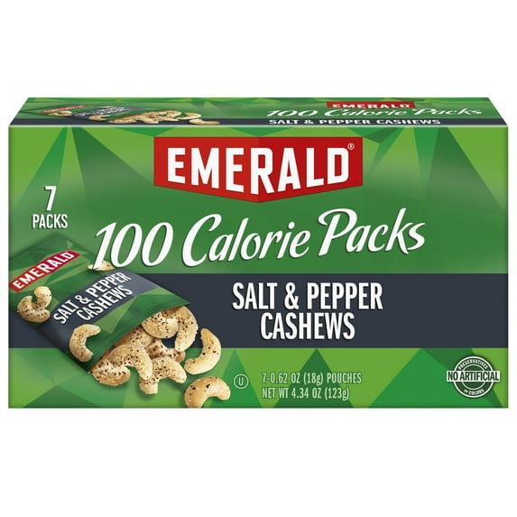 Emerald Nuts, Salt & Pepper Cashews 100 Calorie Packs, 7 Ct Box