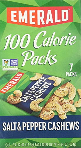 Emerald Nuts Salt \u0026 Pepper Cashews, 100 Calorie Packs, 7 Count