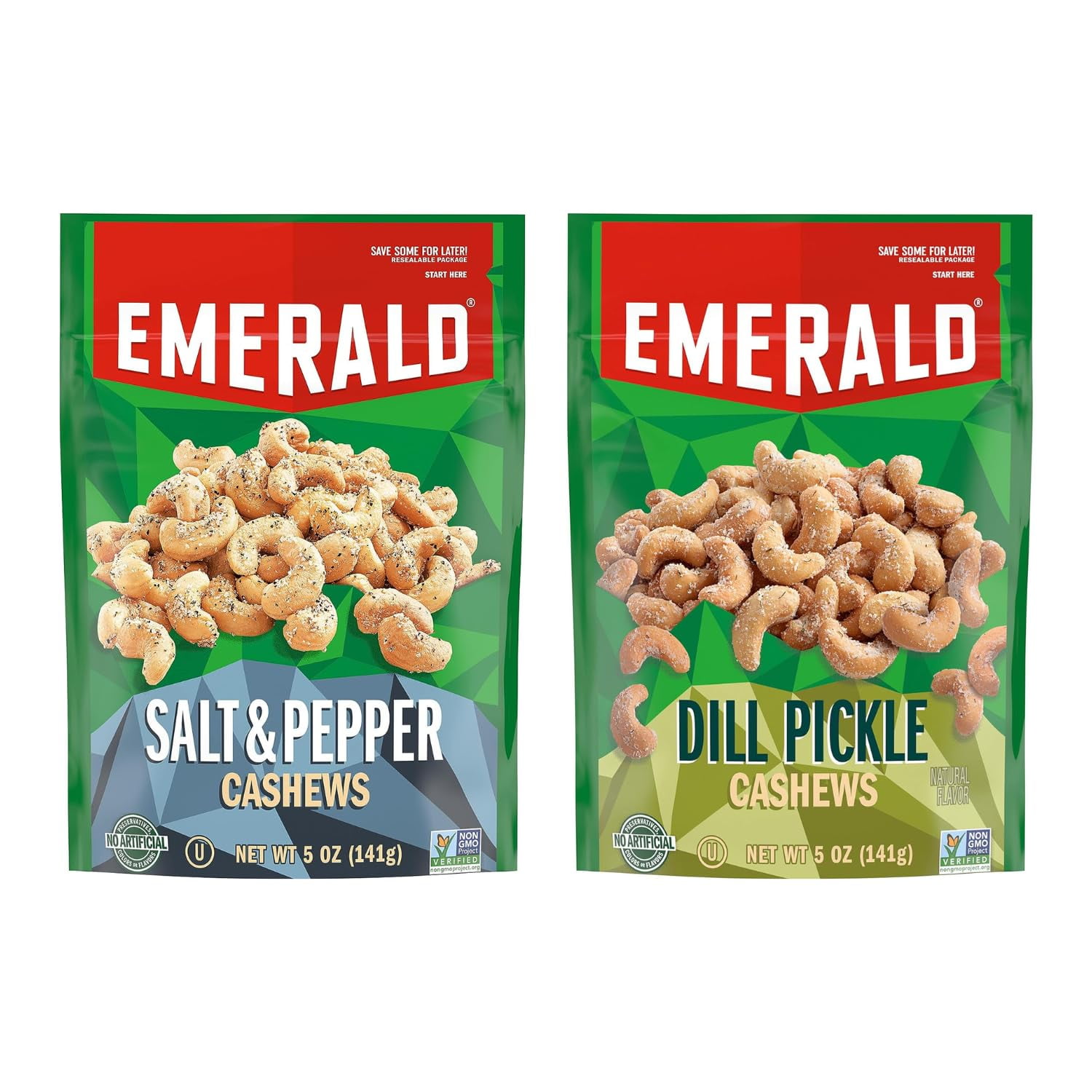 Emerald Nuts Salt & Pepper Seasoned Cashews 5.5 Oz + Dill Pickle ...