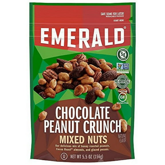 Emerald Nuts, Salty Sweet Chocolate Peanut Butter Mixed Nuts, 5.5 Ounce Resealable Bag