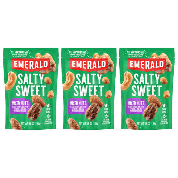 Emerald The Original Salty Sweet Mixed Nuts No Artificial Flavor 5.5oz (3 Pack)